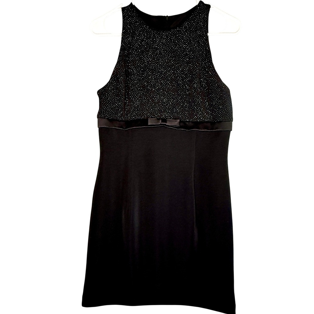Vintage Scott McClintock Petites Dress 8 Black Glitter Cocktail Party USA